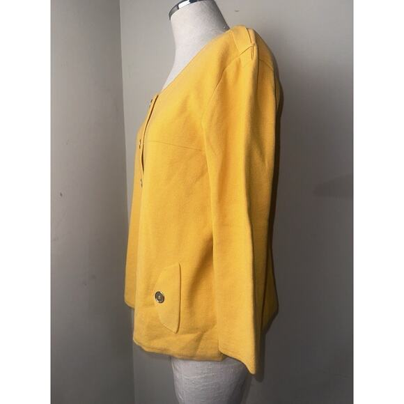 AMBER SUN GOLD YELLOW SWEATER BLAZER JACKET KNIT CAREER BUSINESS Sz Med - Picture 5 of 8